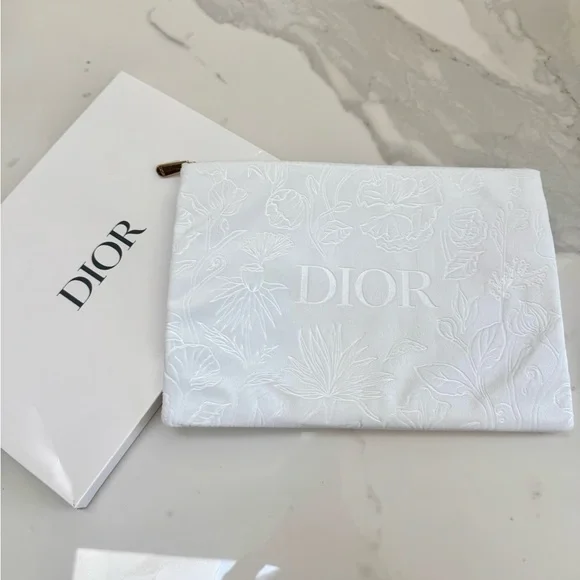 New - Authentic Dior Floral Embossed Clutch - Picture 6 of 8